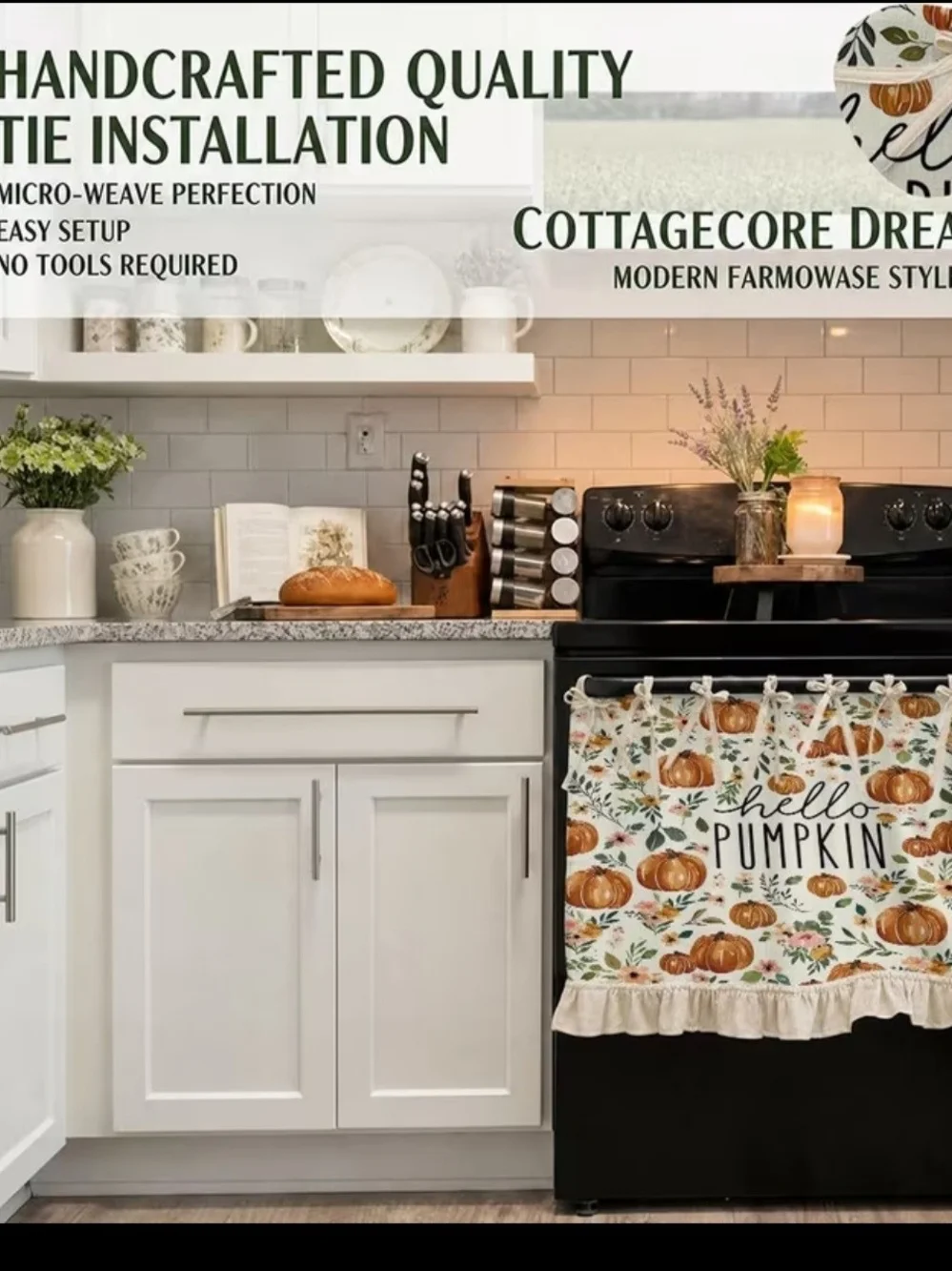 Farmhouse Plaid Ruffled Stove Skirt - Apron Black and Cream